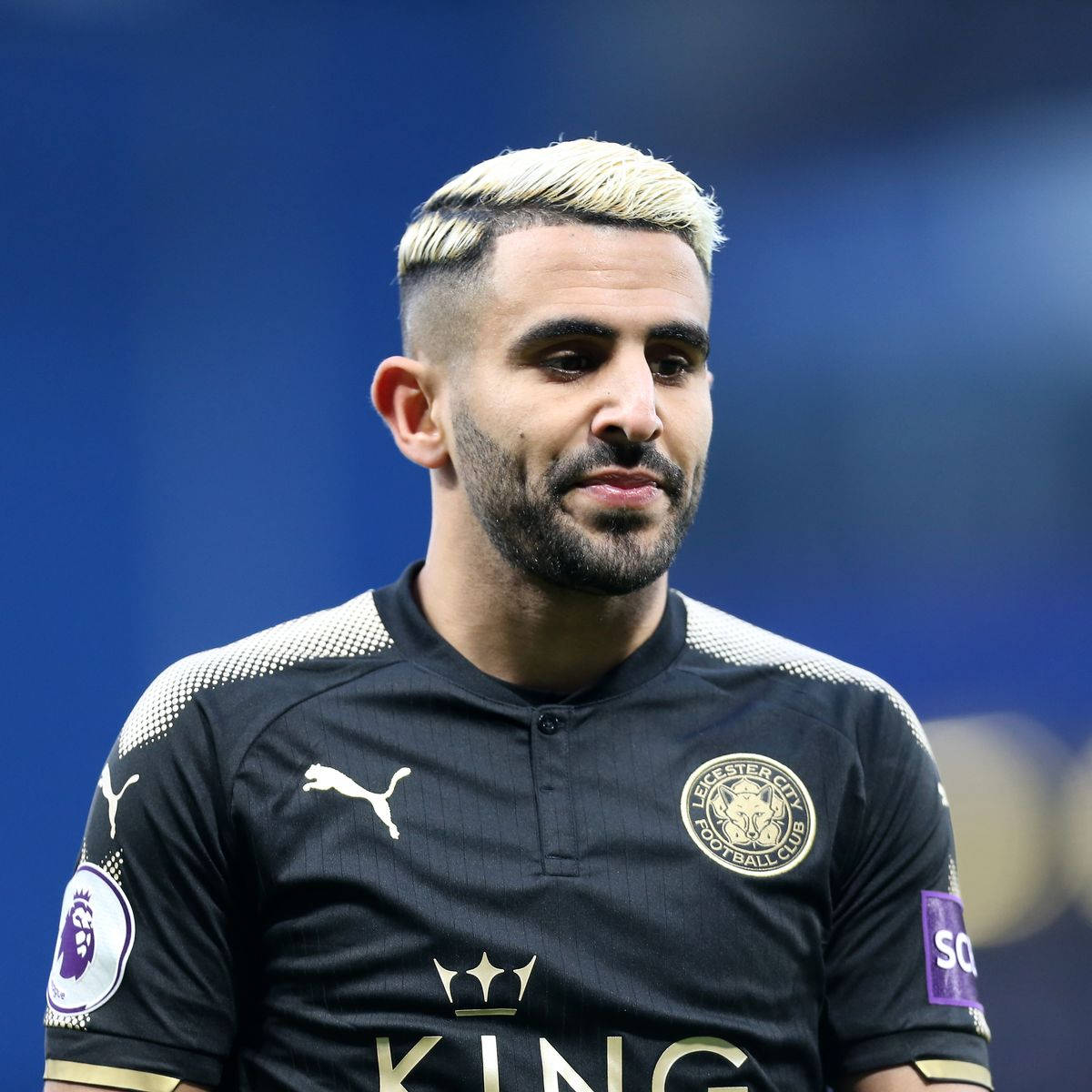 Riyad Mahrez Black Leicester Shirt Wallpaper