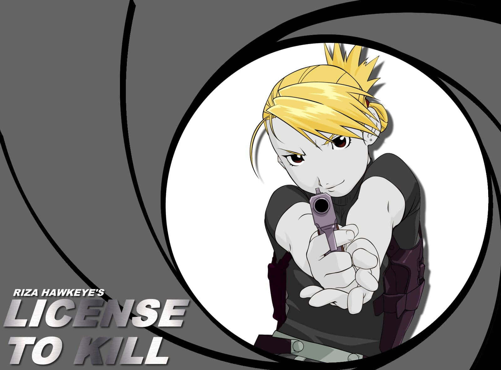 Riza Hawkeye Striking A Powerful Pose Wallpaper