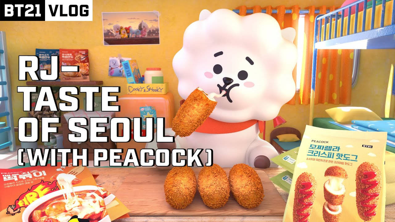 Rj Bt21 Eating Corn Dog Wallpaper