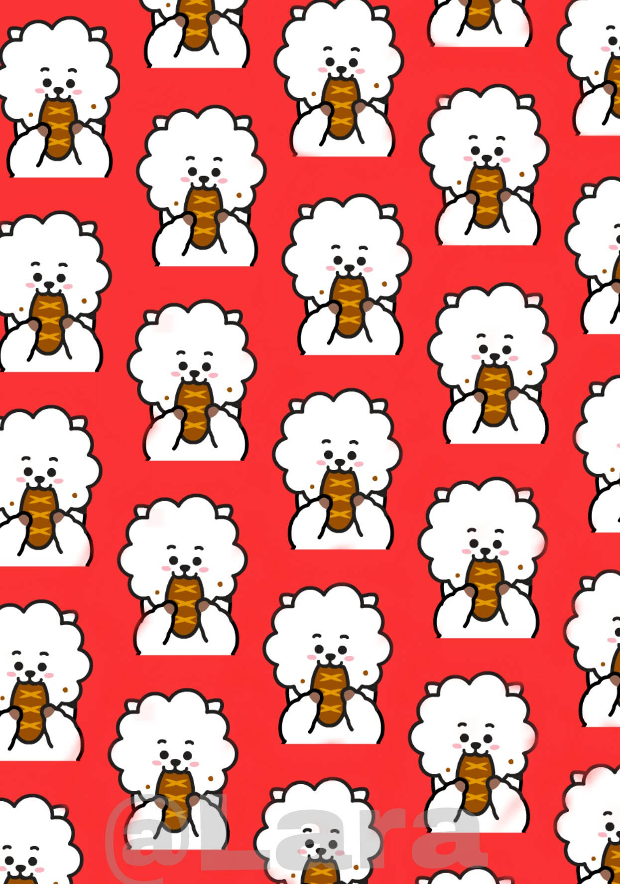 Rj Bt21 Pattern In Red Wallpaper