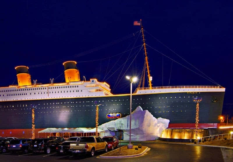 Rms Titanic Museum Under Blue Night Sky Wallpaper