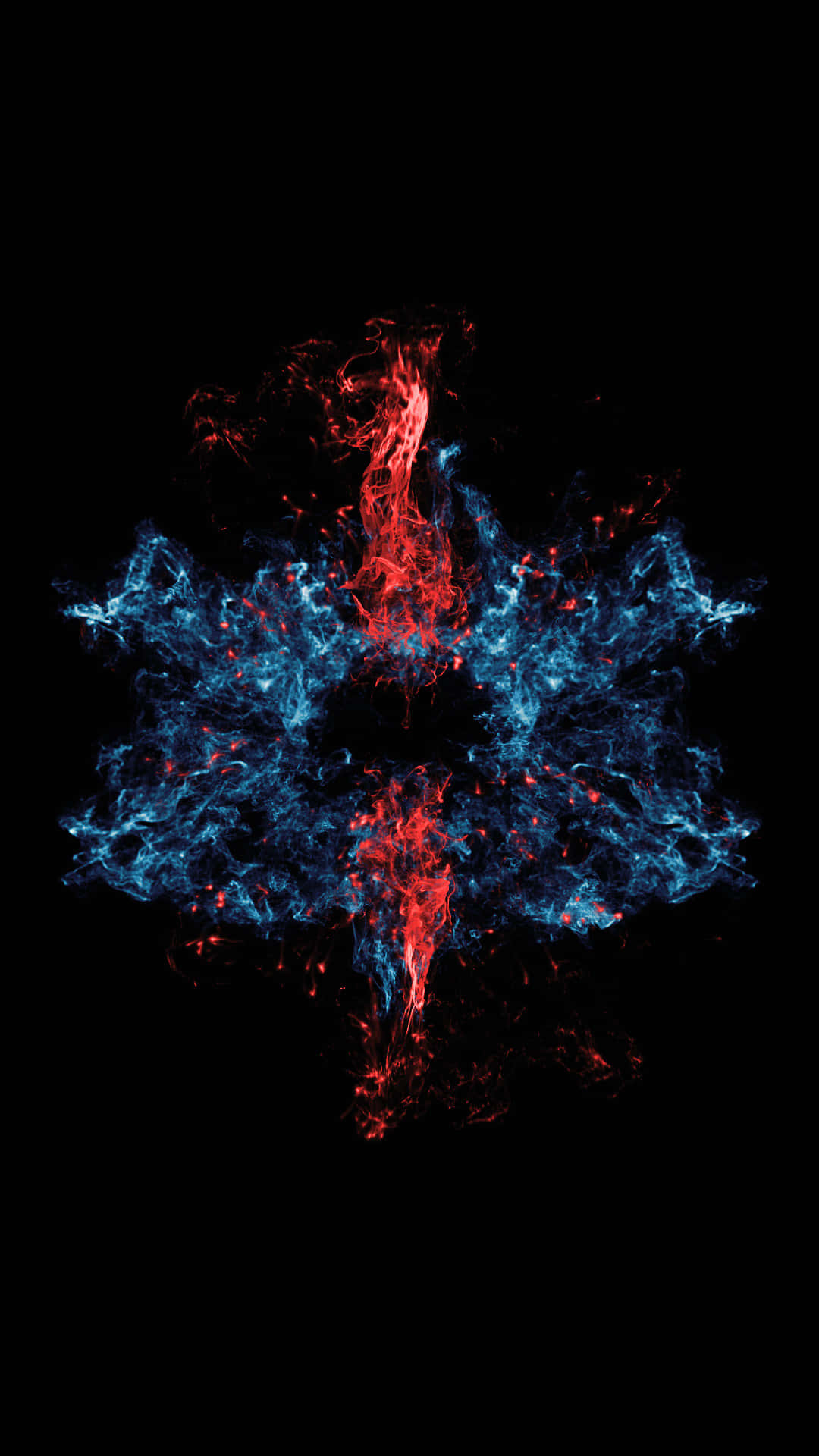 Roaring Red And Blue Fire Wallpaper