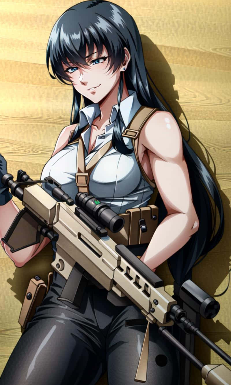 Roberta Black Lagoon Anime Character With Gun Wallpaper