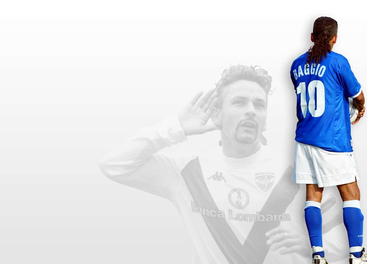 Roberto Baggio Footballer White Fanart Poster Wallpaper