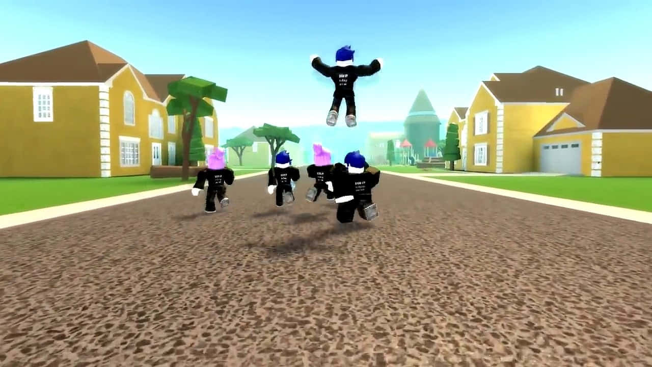 Roblox Guests Running Suburban Street Wallpaper