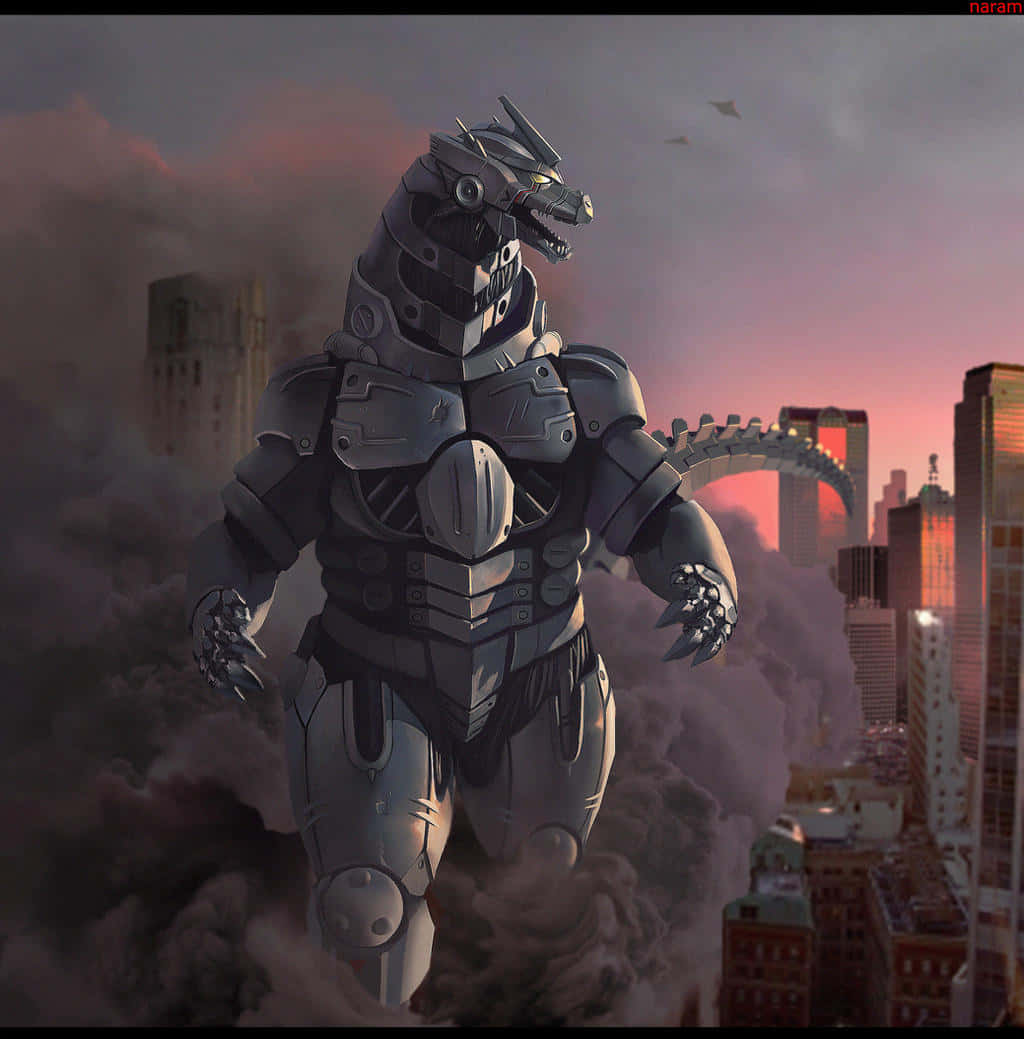 Robot Godzilla, The Futuristic Titan, Takes The Center Stage Wallpaper