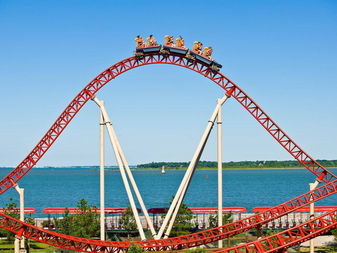 Roller Coaster With Semi Curved Railway Wallpaper