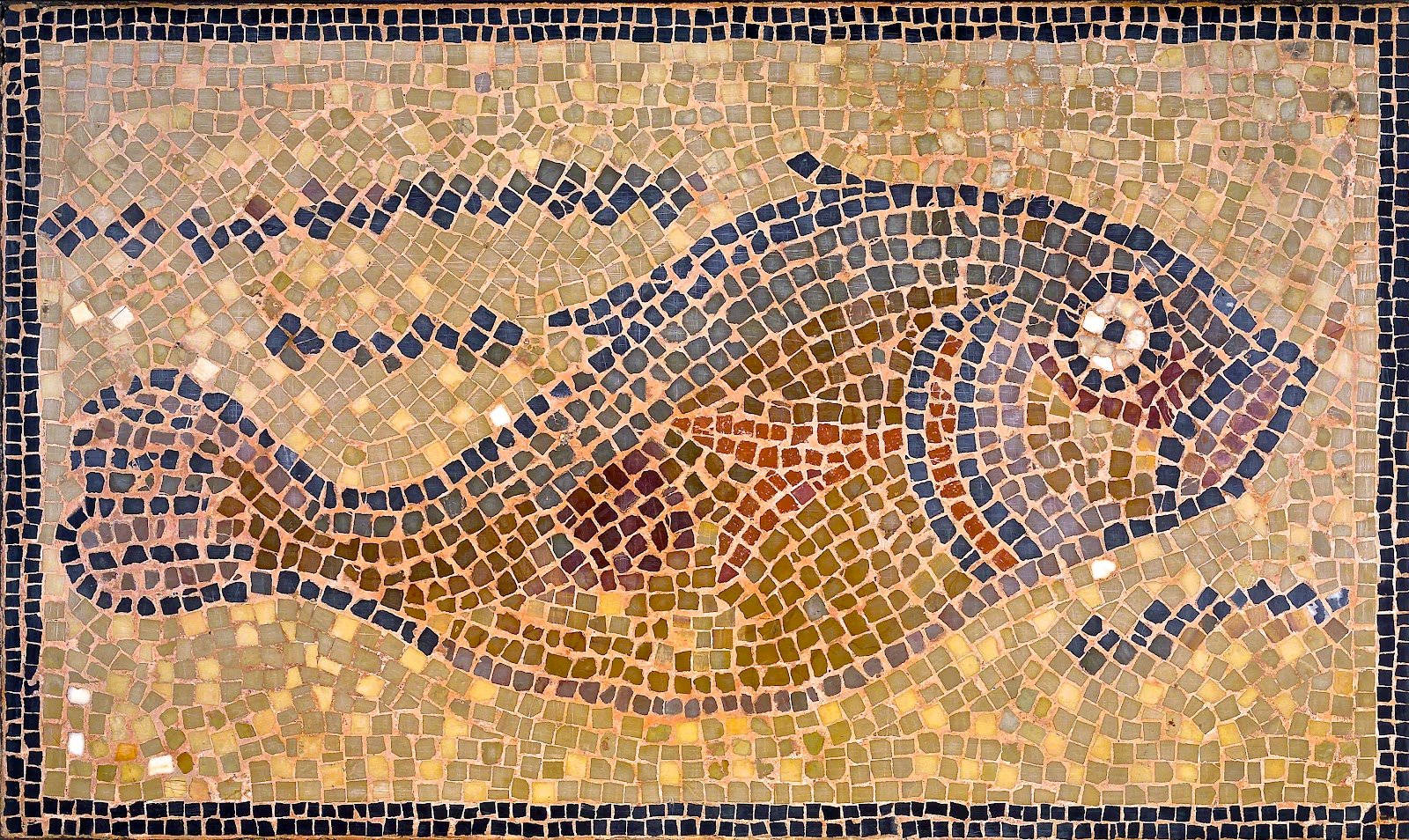 Roman Mosaic Fish Wallpaper