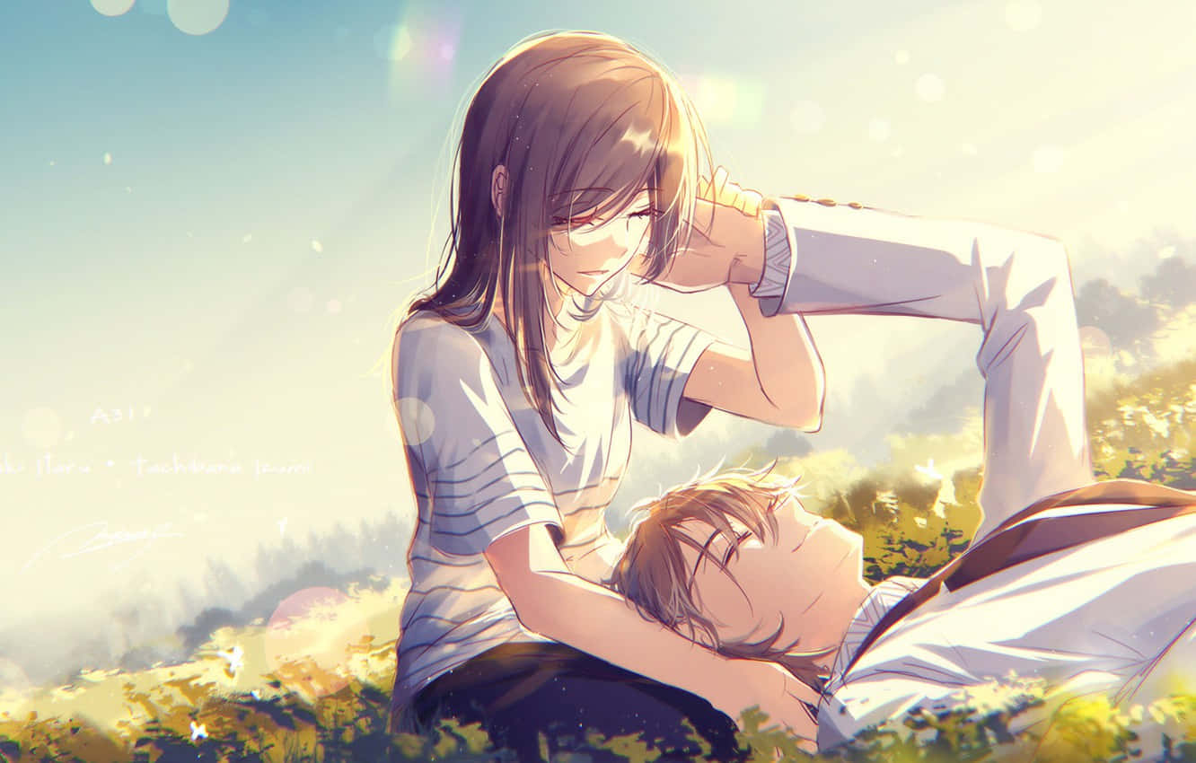 Romance Anime Couple With Sunlight Wallpaper