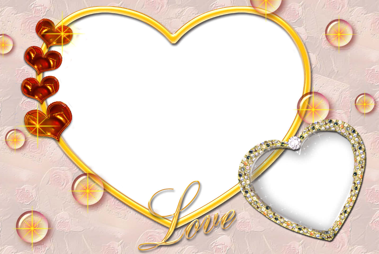 Romantic Heart Wedding Frame Wallpaper