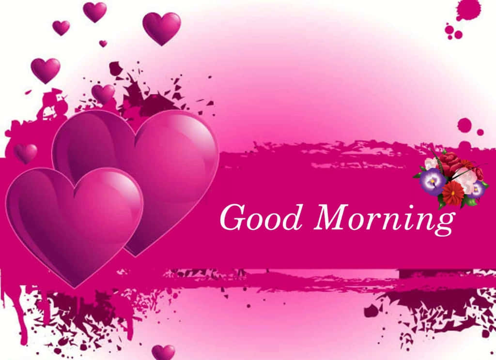 Romantic Hearts Good Morning Greeting Wallpaper