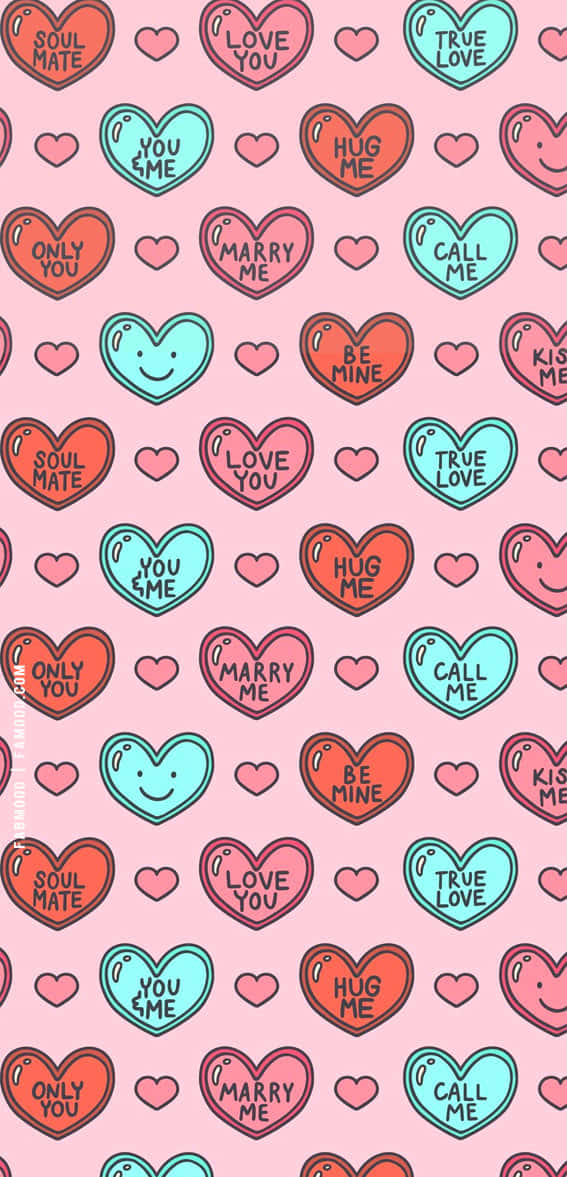 Romantic Hearts Pattern Wallpaper Wallpaper