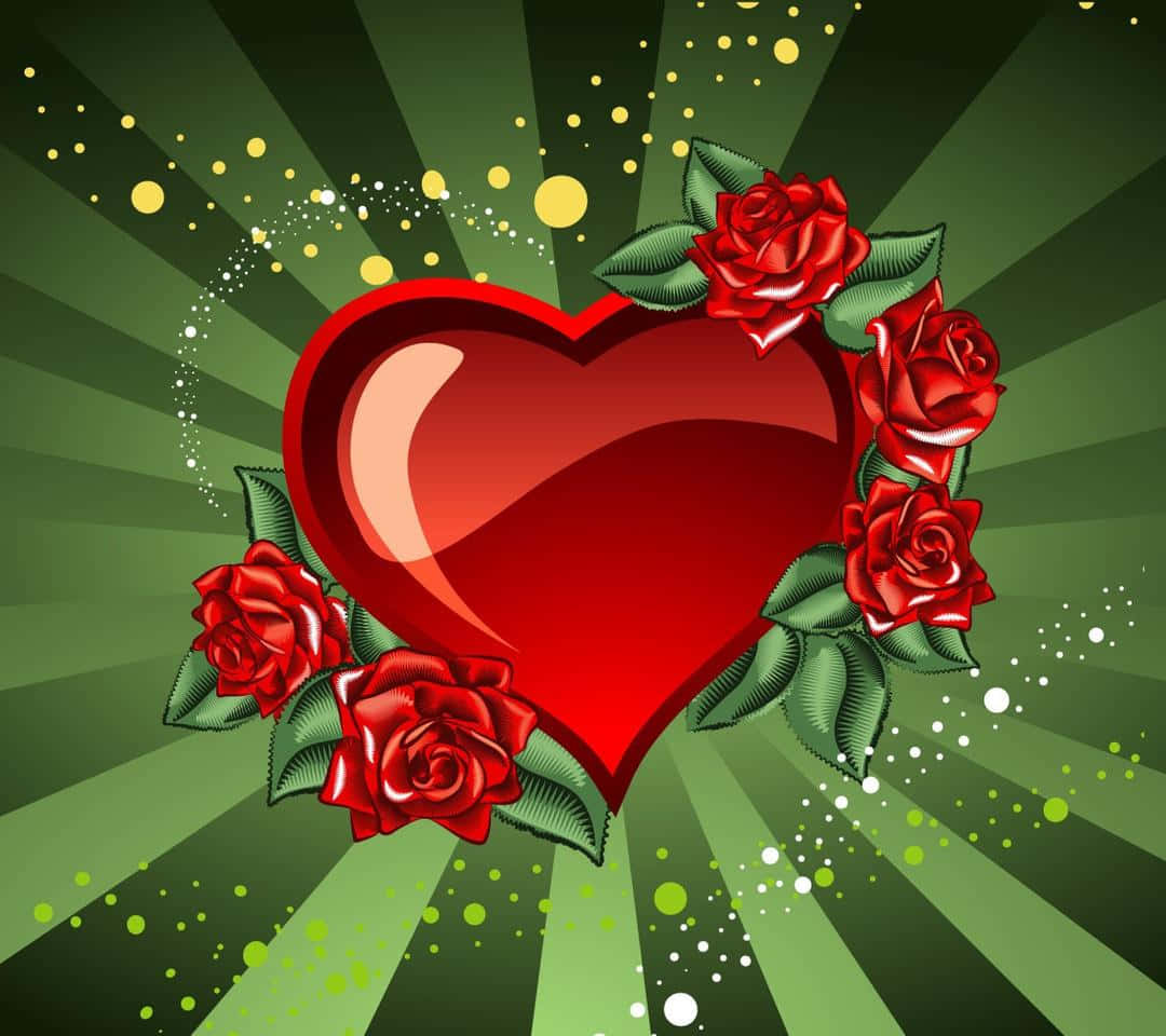 Romantic Rose Heart In Vibrant Red Wallpaper