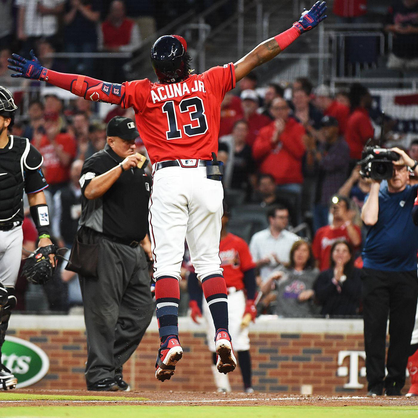 Ronald Acuna Jr. Victory Jump Wallpaper