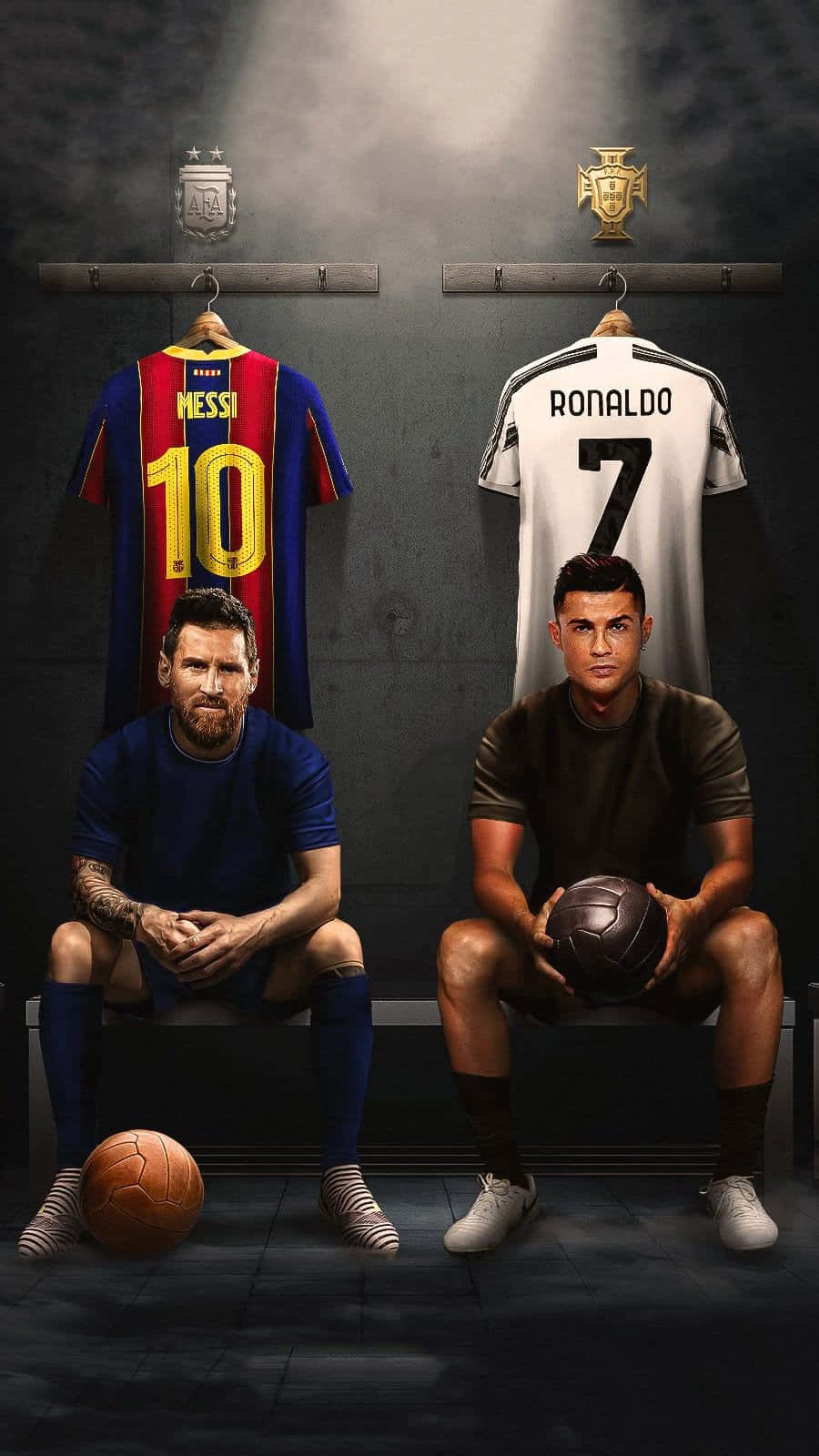 Ronaldoand Messi Legends Together Wallpaper