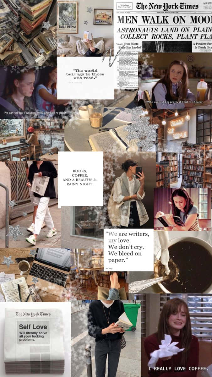 Rory Gilmore Inspired Aesthetic Collage Wallpaper