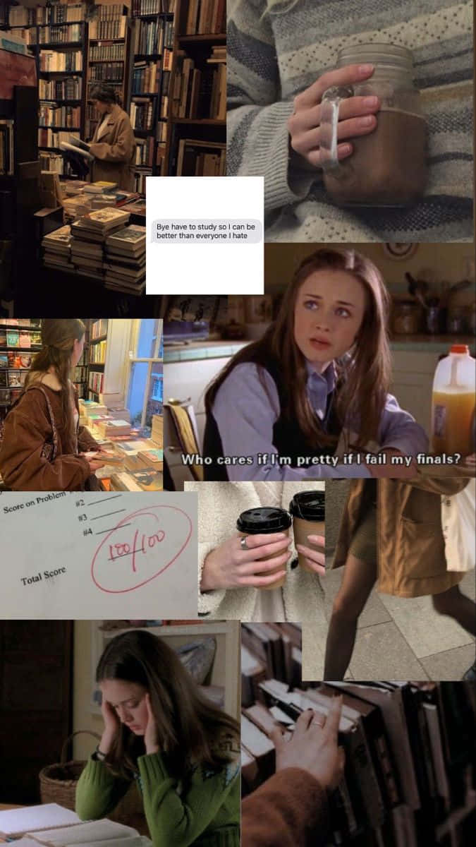 Rory Gilmore Study Aesthetic Collage Wallpaper