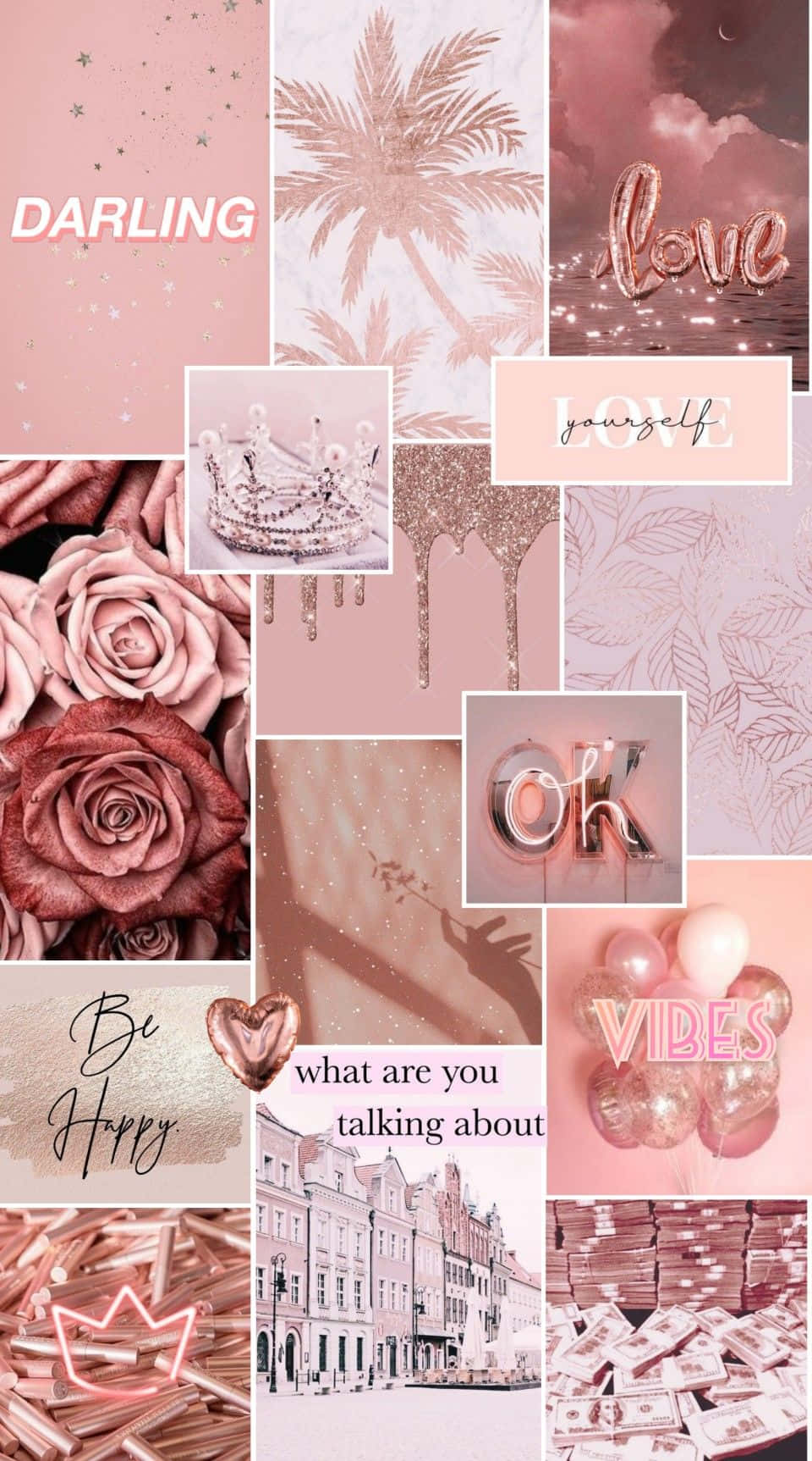 Rose Gold Aesthetic Collage Wallpaper