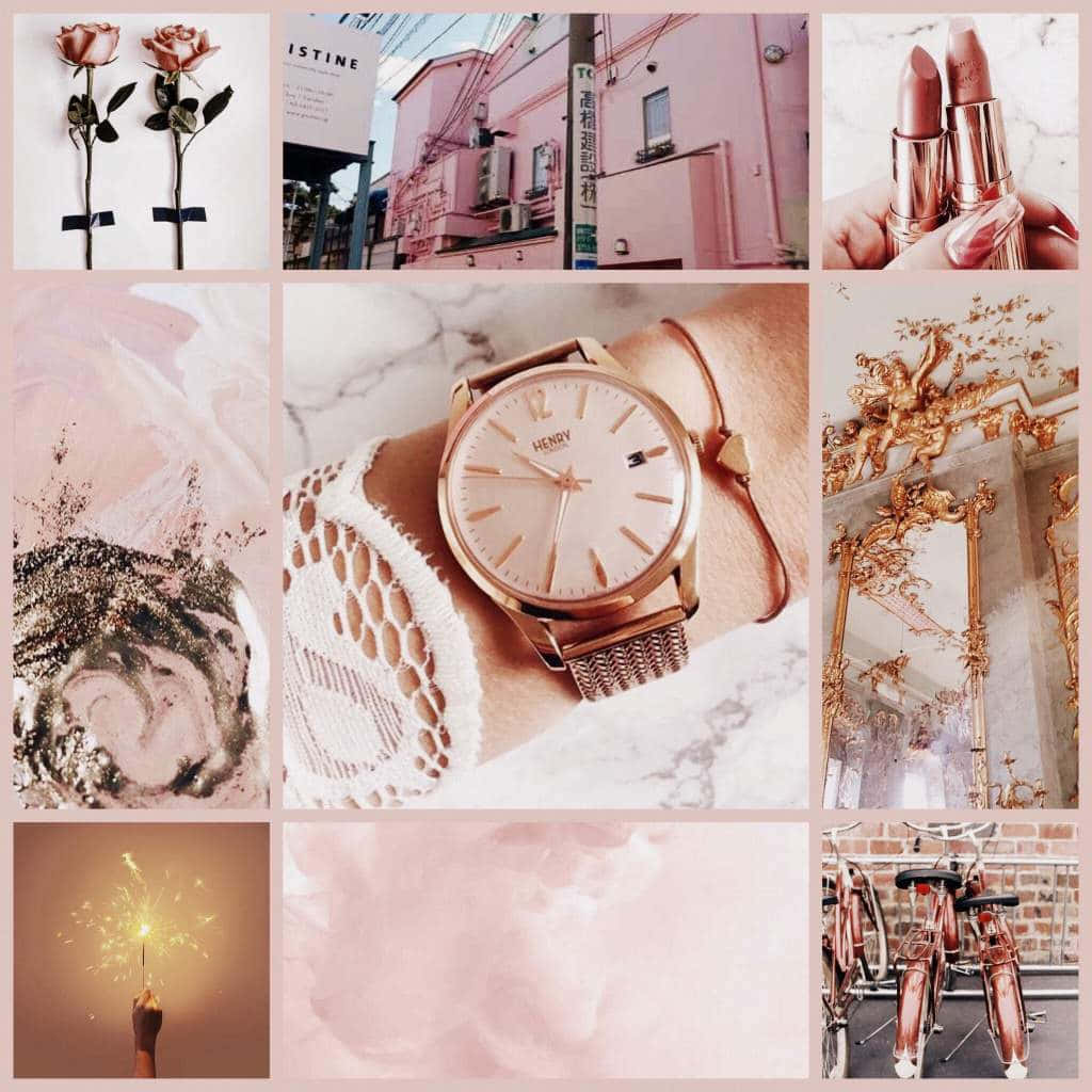 Rose Gold Aesthetic Collage Wallpaper