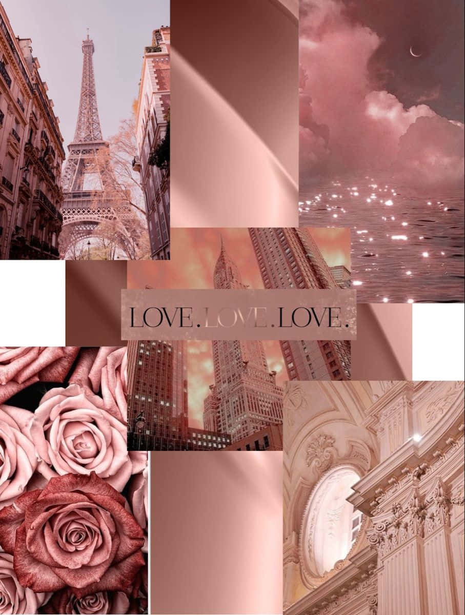 Rose Gold Aesthetic Collage Wallpaper