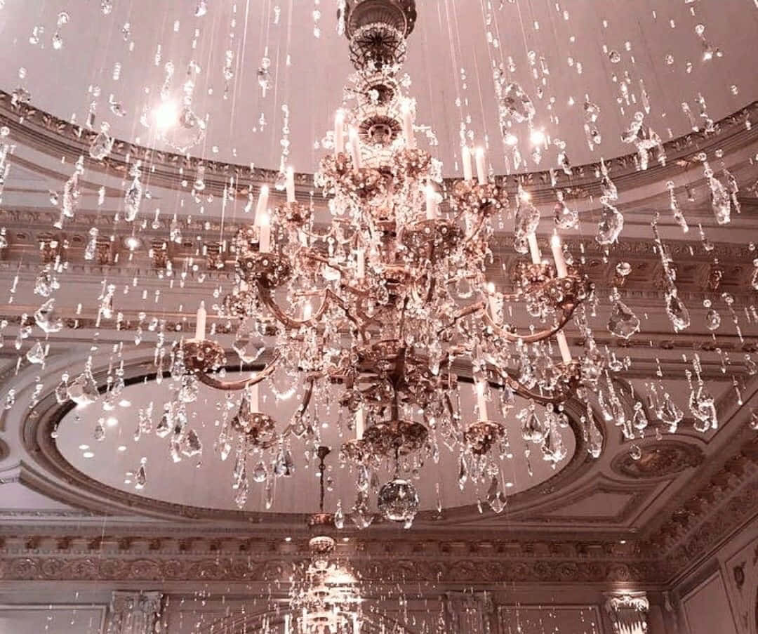 Rose Gold Chandelier Elegance Wallpaper