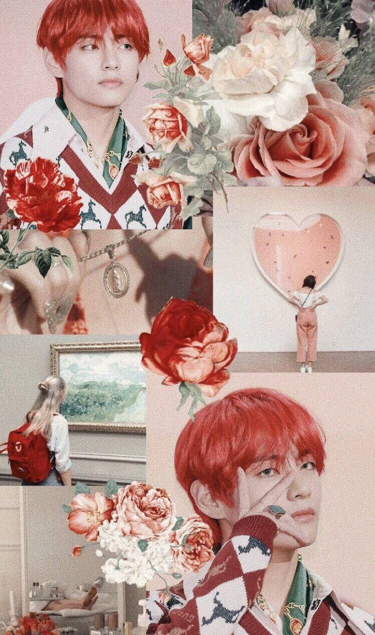 Rose Pink Bts Member V Aesthetic Wallpaper