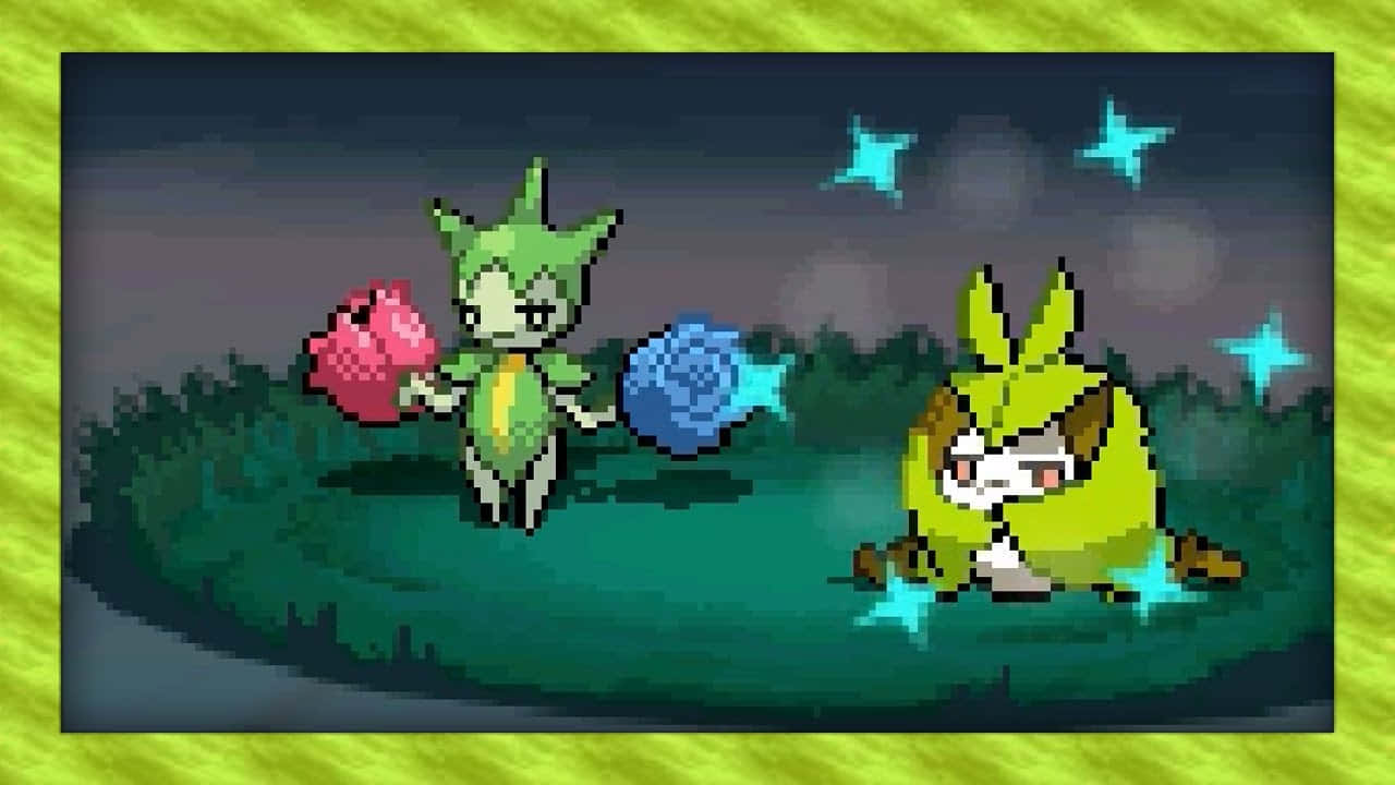 Roselia And Swadloon Pokemon Pixel Art Wallpaper