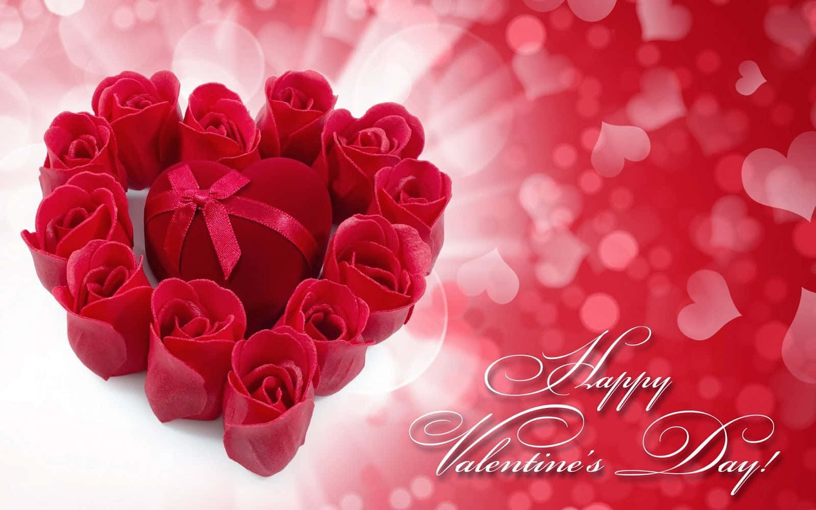 Roses Forming Heart Shape Happy Valentines Day Hd Wallpaper