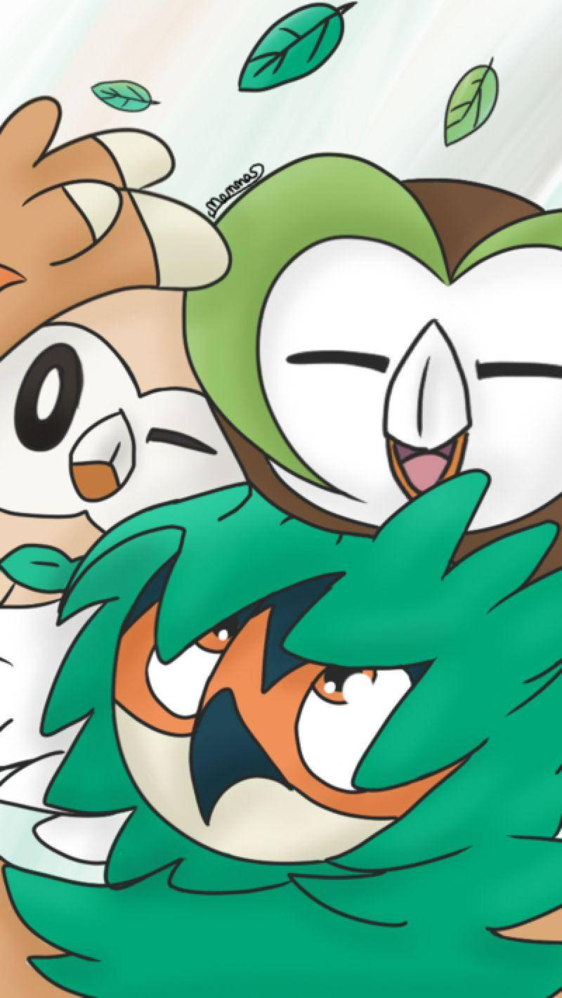 Rowlet Dartrix Decidueye Hug Wallpaper