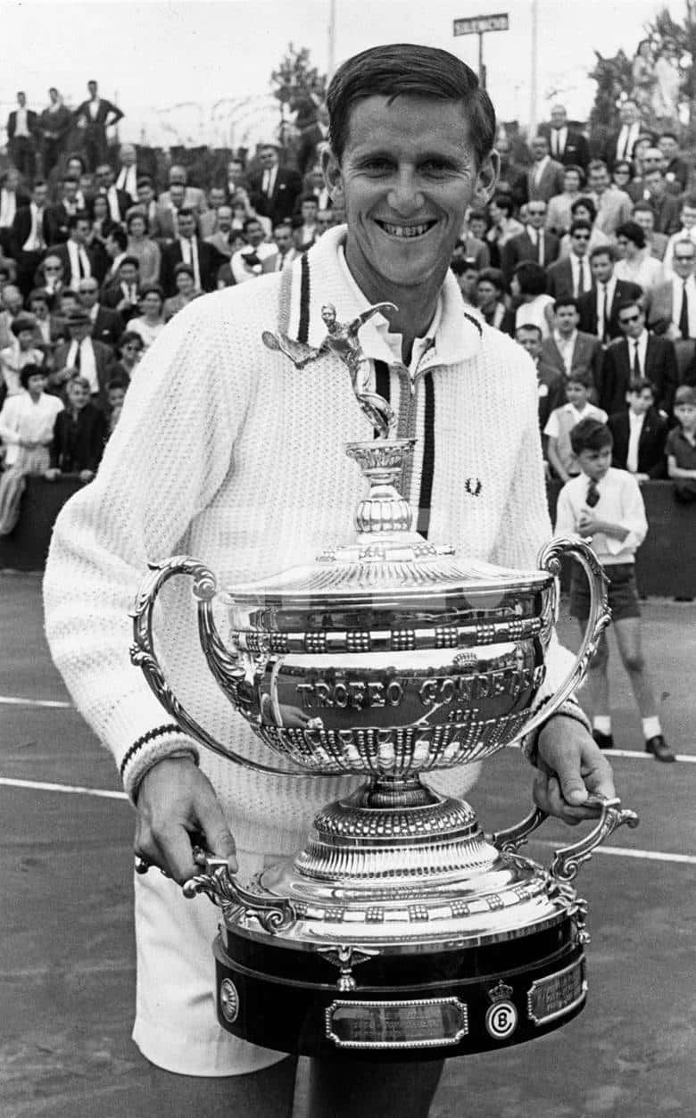 Roy Emerson Tennis Champion With Trophy Wallpaper