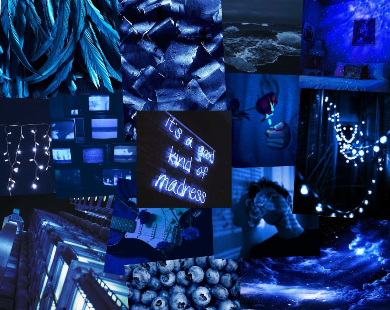 Royal Blue Aesthetic Collage Wallpaper