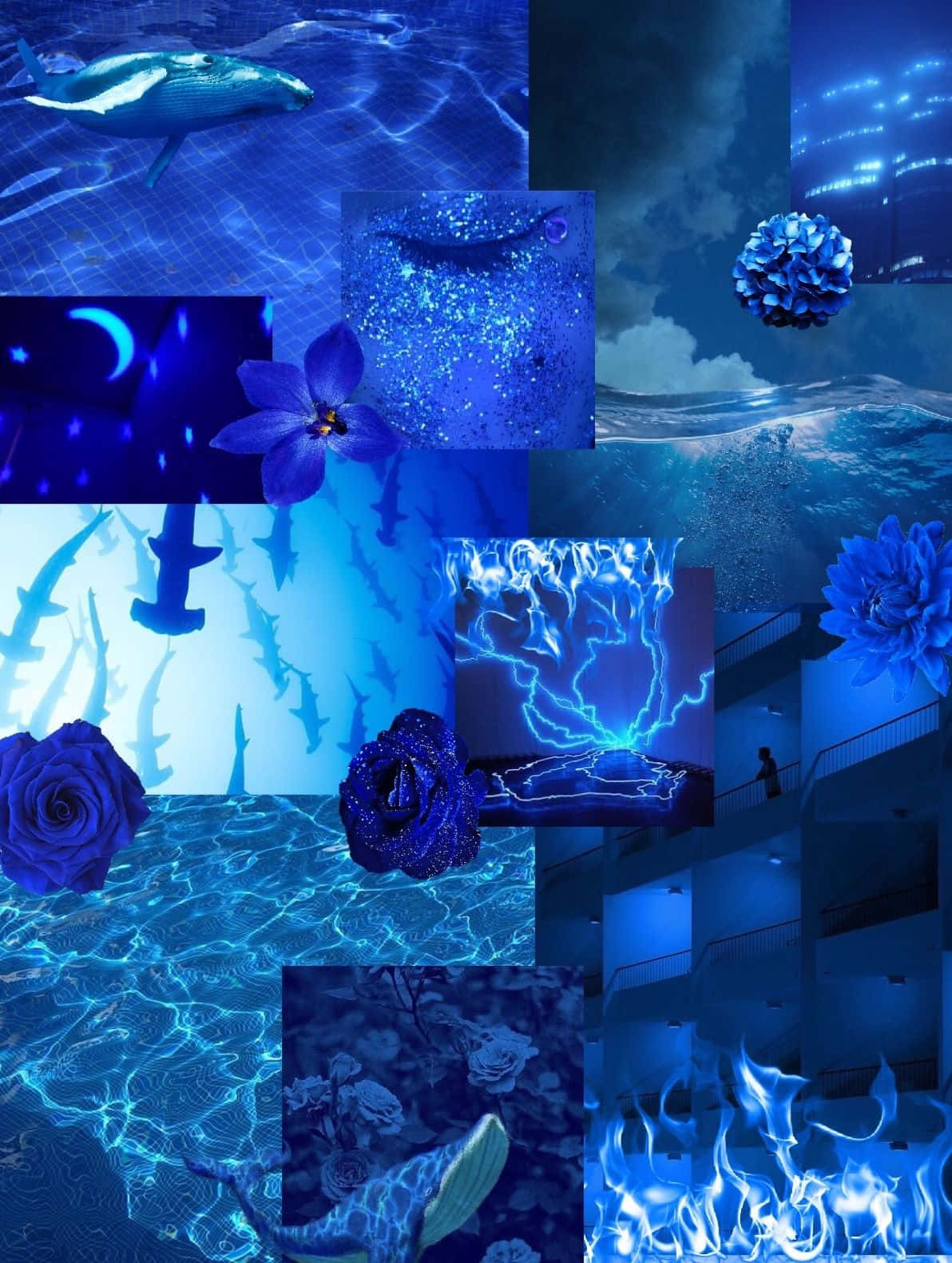 Royal Blue Aesthetic Collage Wallpaper