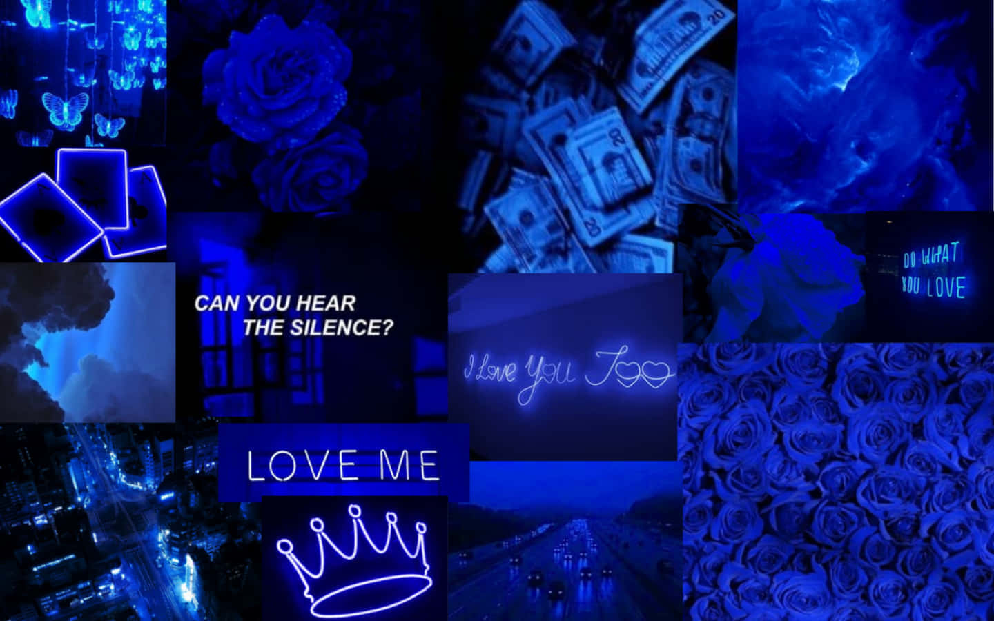 Royal Blue Mood Board Collage Wallpaper