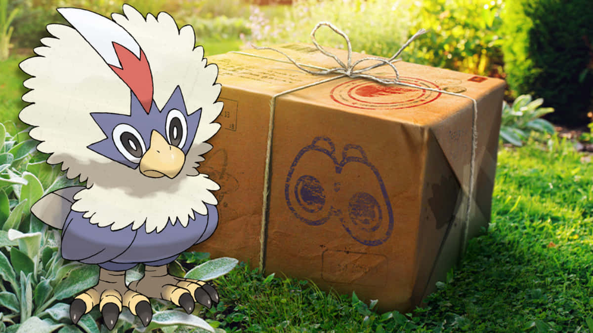 Rufflet Beside A Package Box Wallpaper