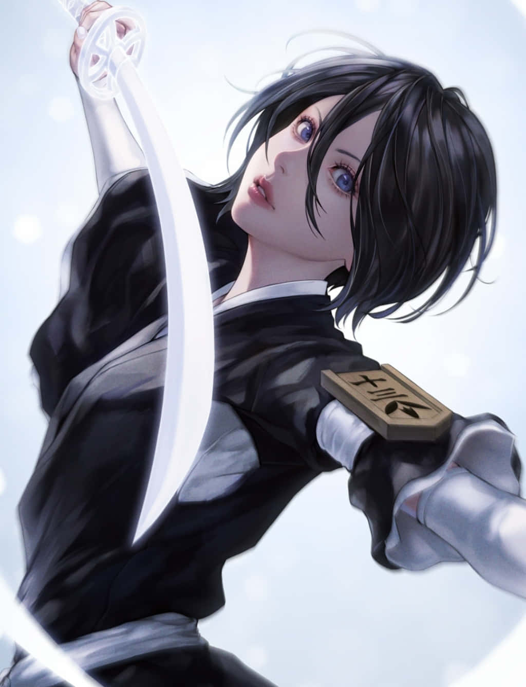 Rukia Kuchiki In Her Iconic Soul Reaper Uniform Wallpaper