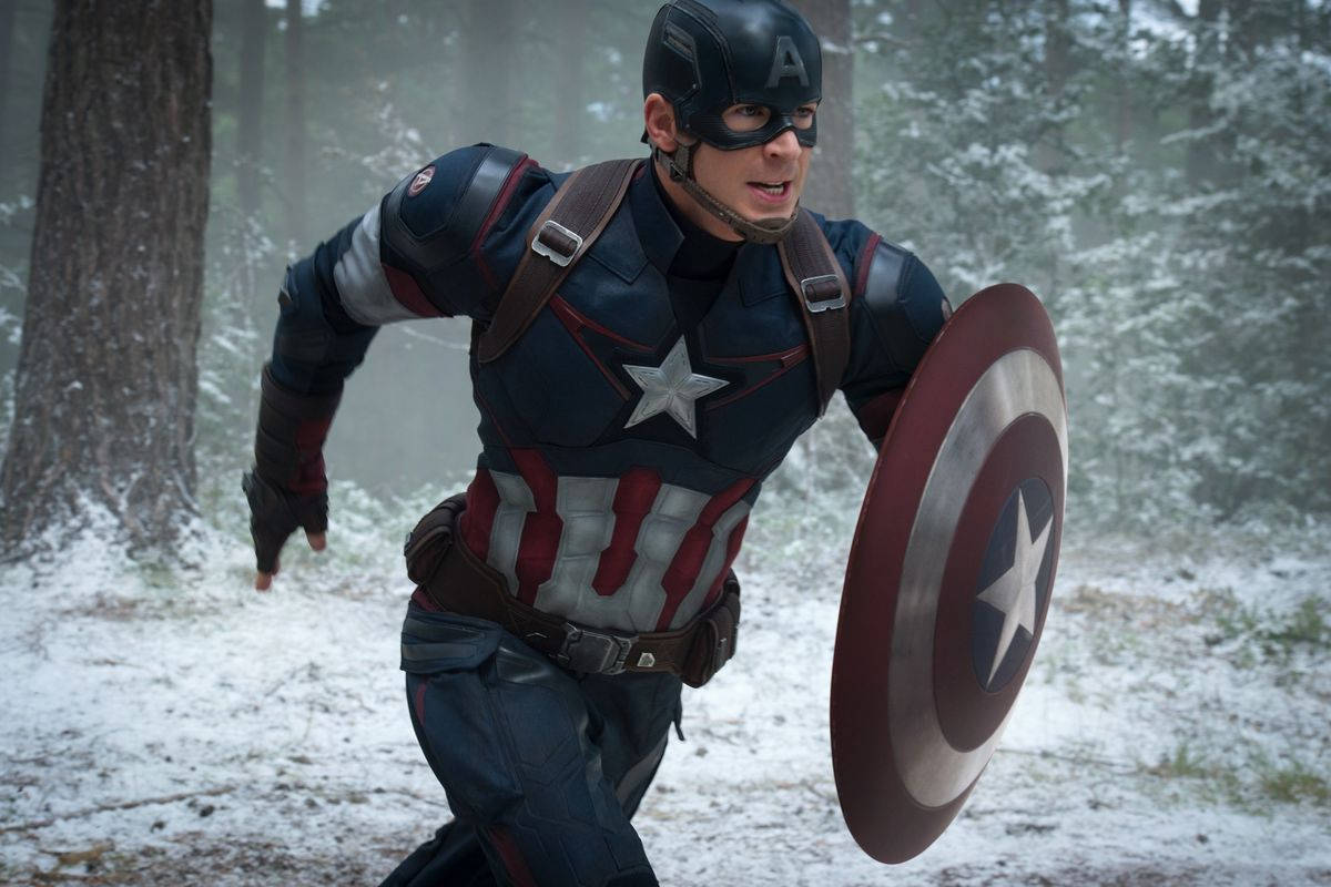 Running Captain America Laptop Wallpaper