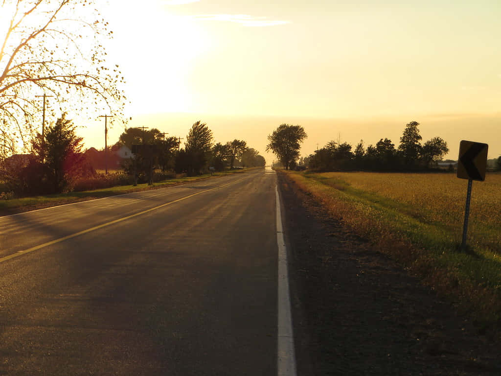 Rural Sunset Road Chatham Kent Wallpaper