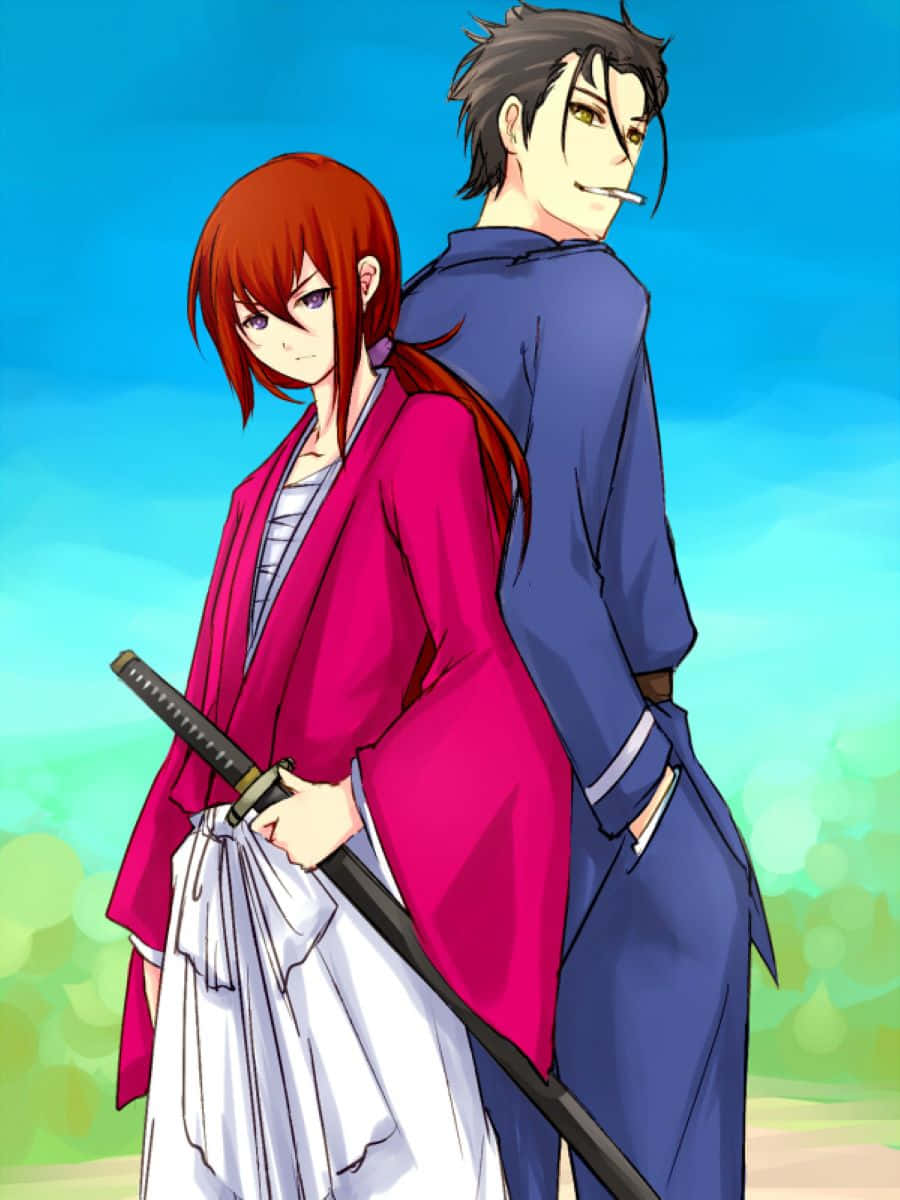 Rurouni Kenshin Saitoand Kenshin Anime Artwork Wallpaper