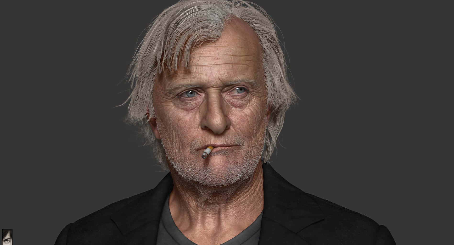 Rutger Hauer 3d Model Smoking A Cigarette Wallpaper