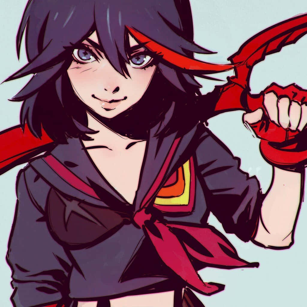 Ryuko Matoi And Her Living Sailor Uniform, Senketsu, Are Ready For Battle In This Intense Kill La Kill Moment. Wallpaper