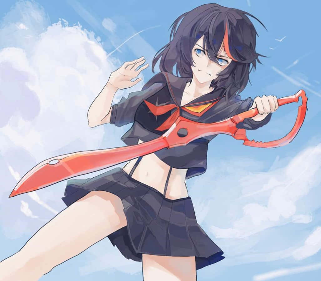 Ryuko Matoi Wearing Senketsu In An Intense Battle Scene From Kill La Kill Wallpaper