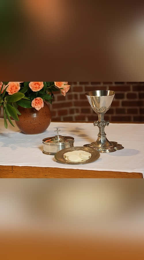 Sacrament In The Church With Sun Rays Streaming In Wallpaper