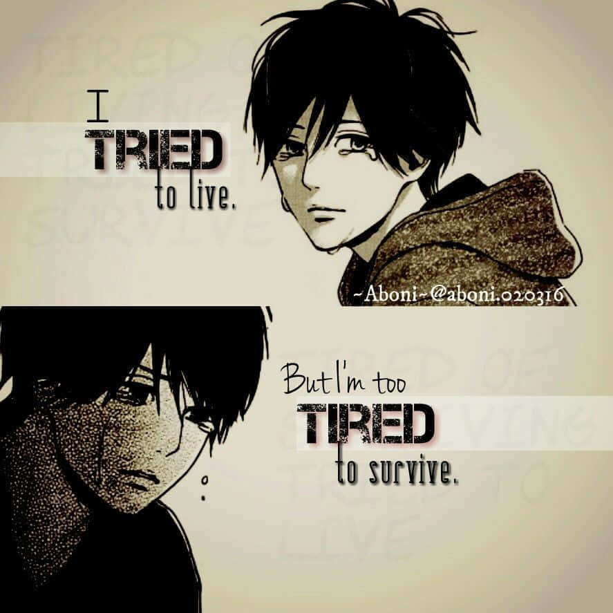 Sad Depressing Anime Boy Hopeless Quote Wallpaper