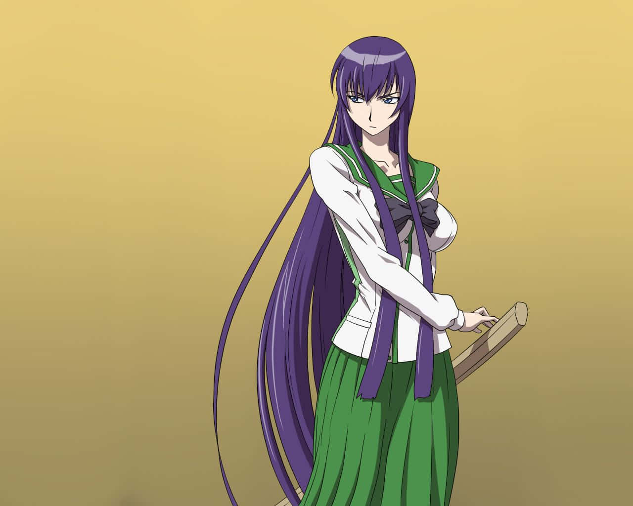 Saeko Busujima In An Intense Battle Wallpaper