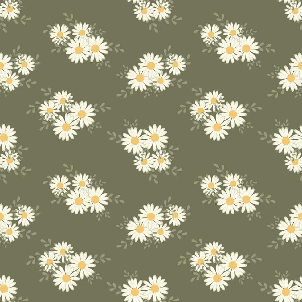 Sage Green Daisy Pattern Wallpaper