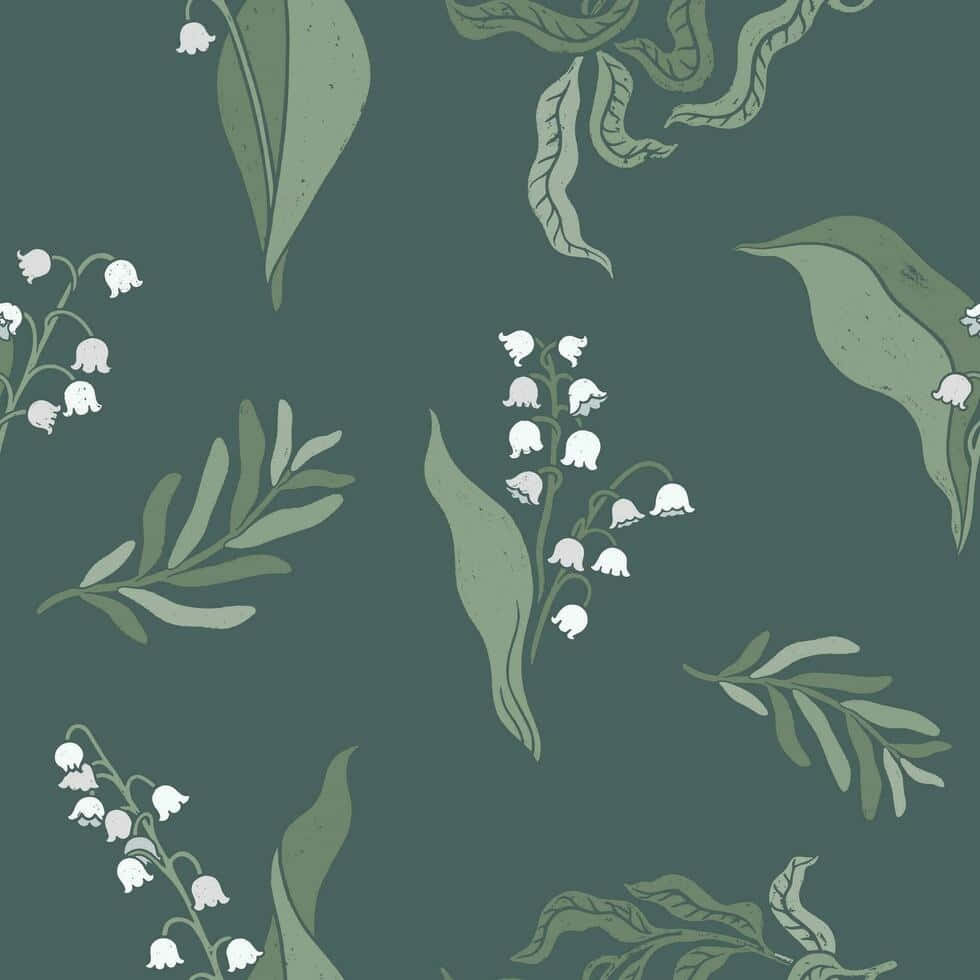 Sage Green Floral Pattern Wallpaper