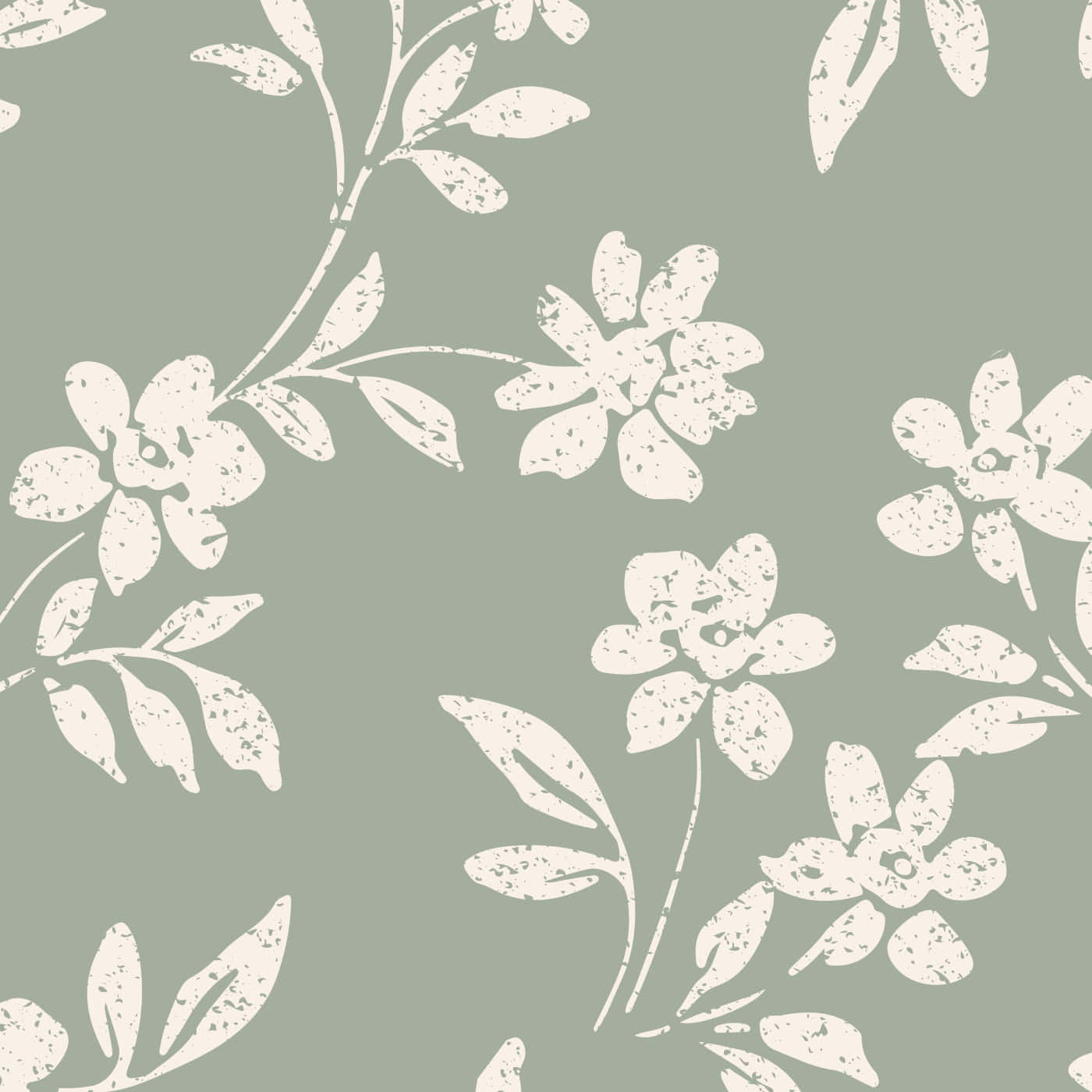 Sage Green Floral Pattern Wallpaper