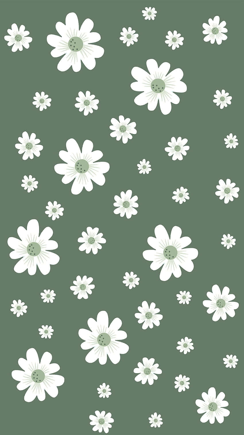 Sage Green Floral Pattern Wallpaper