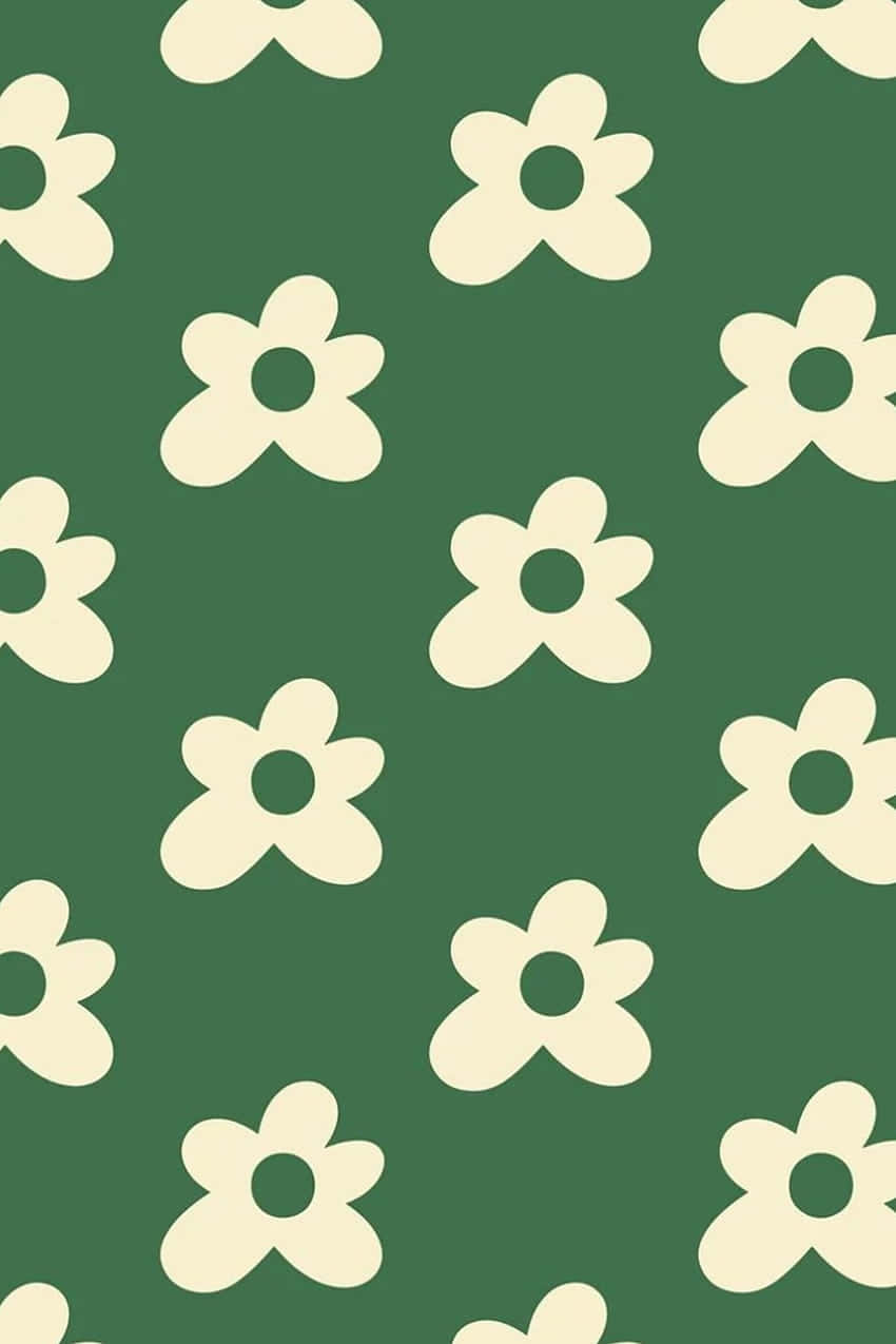 Sage Green Floral Pattern Wallpaper