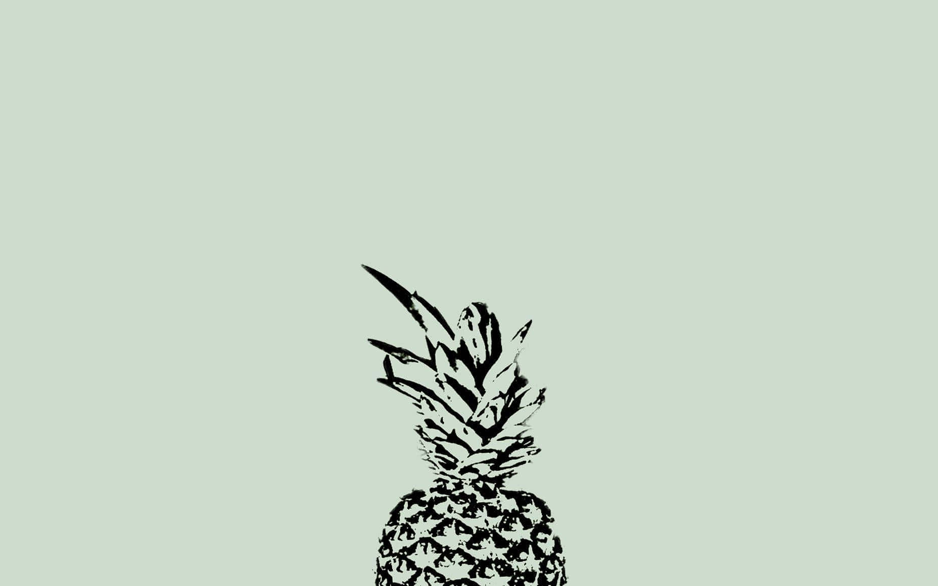 Sage Green Pineapple Silhouette Wallpaper